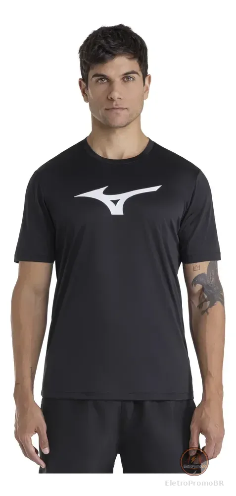 Camiseta Masculina Run Spark Mizuno Preto Liso M Lisa
