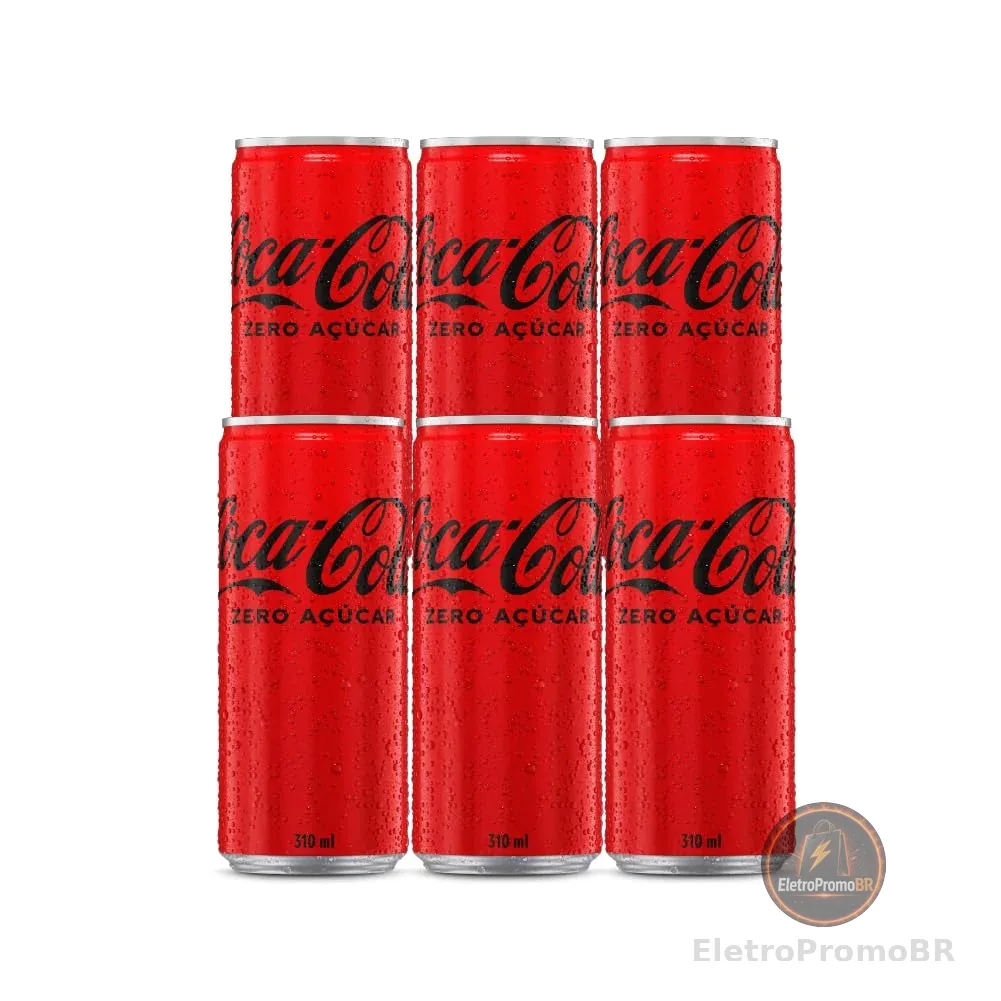 Pack de Coca Cola Sem Açúcar Lata 310ml 6 unidades