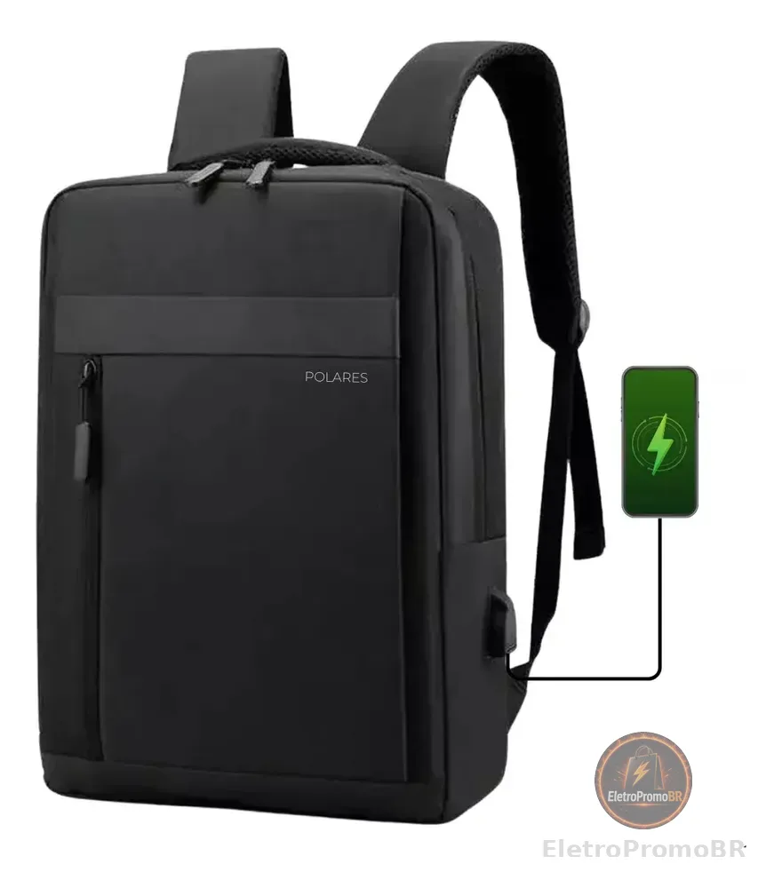 Mochila Bolsa Para Notebook 15.6 Executiva Modelo Premium Saída Usb Polares Cor Preto