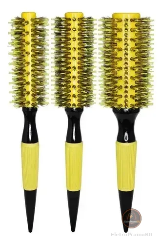Kit 3 Escovas Profissional Cerdas De Javali