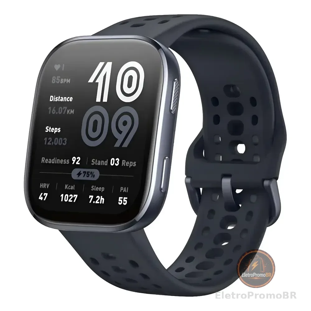 Smartwatch Amazfit Bip 6 Gps Preto Com Pulseira De Silicone Azul-marinho