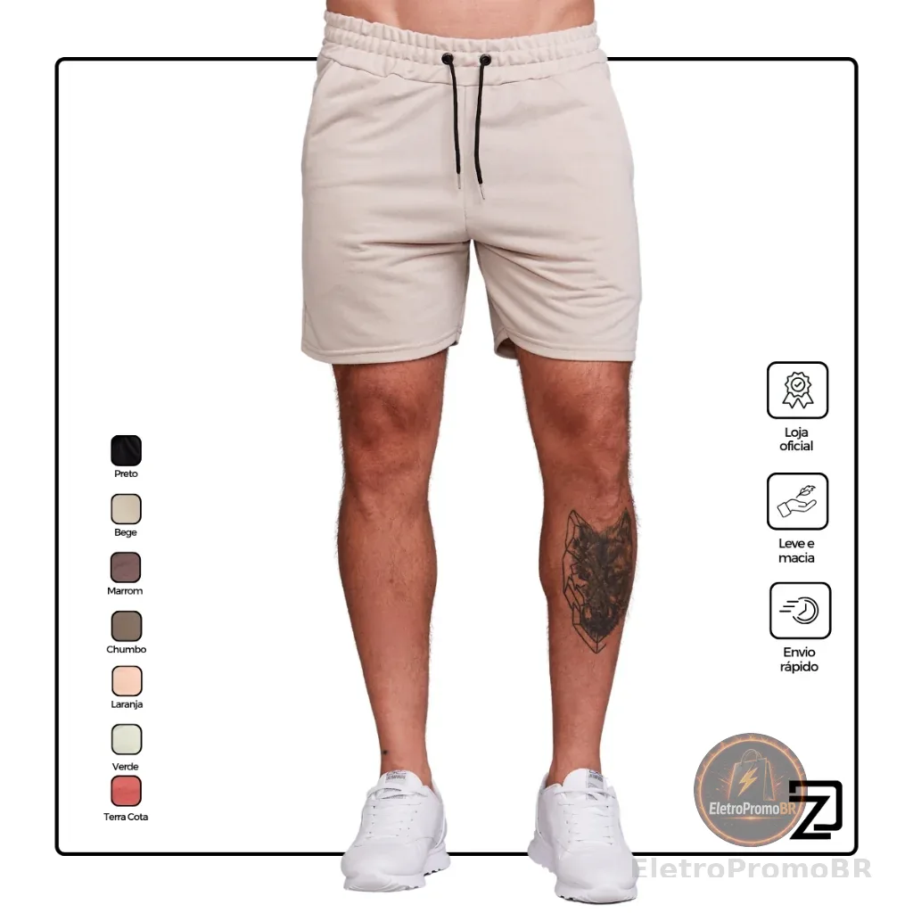 Bermuda Short Masculina Moletinho Casual Adulto