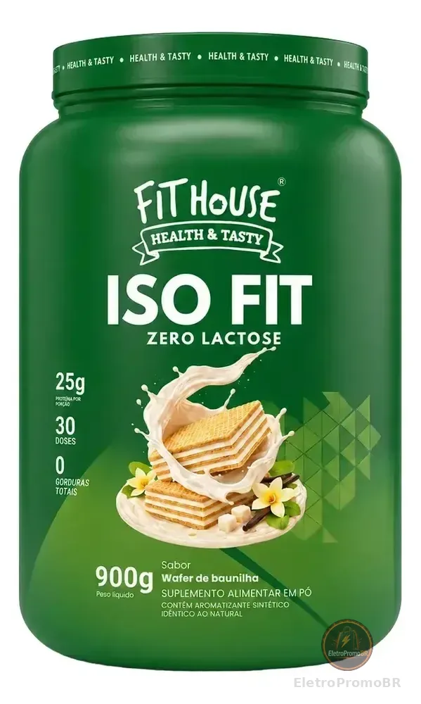 Iso Fit Proteina Isolada Zero Lactose Fit House 900g Wafer De Baunilha
