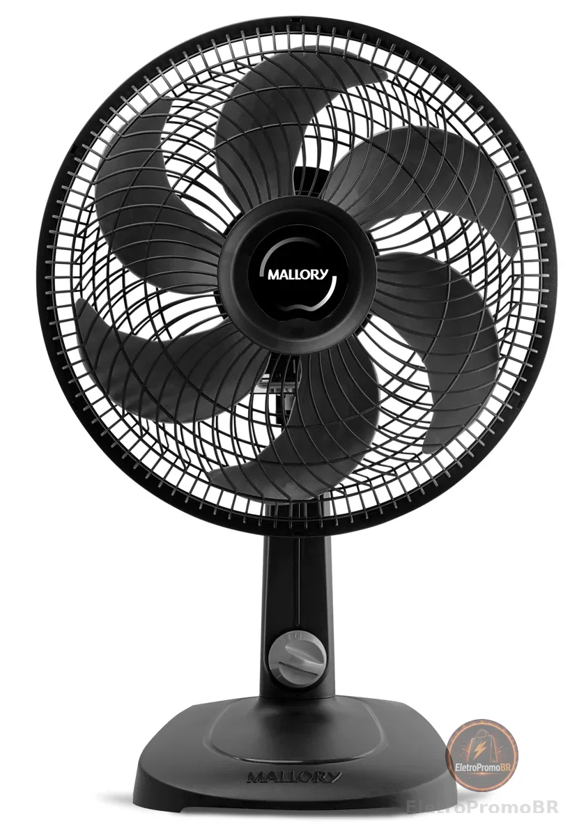 Ventilador de Mesa Mallory Turbo Compact 30 cm, Silencioso, Hélice de 6 pás, Grade Especial em Sistema TS, Máxima Vazão e Mínimo Ruído -127V