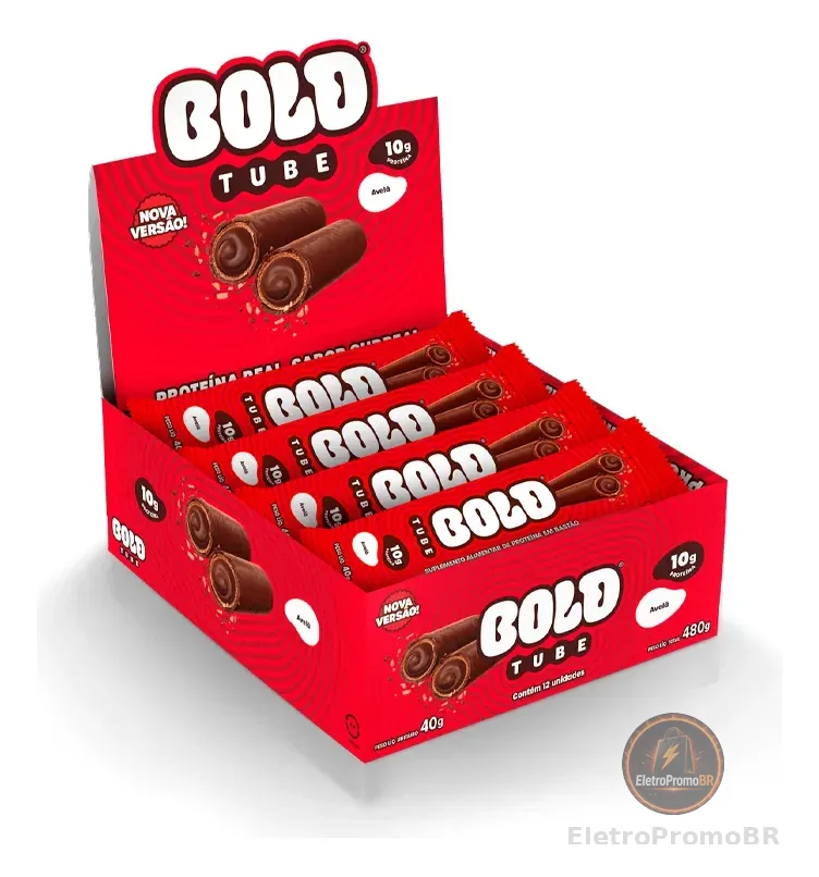 Bold Chocolate Proteico Tube Caixa 12 Unidades Sabor Avelã