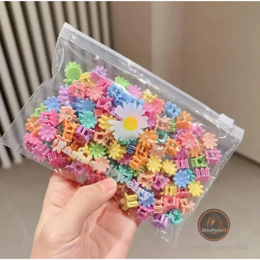 Kit 50 Grampos De Cabelo Com Flores Infantis Lindos Acessórios Para Meninas , Perfeitos Festas E Festivais