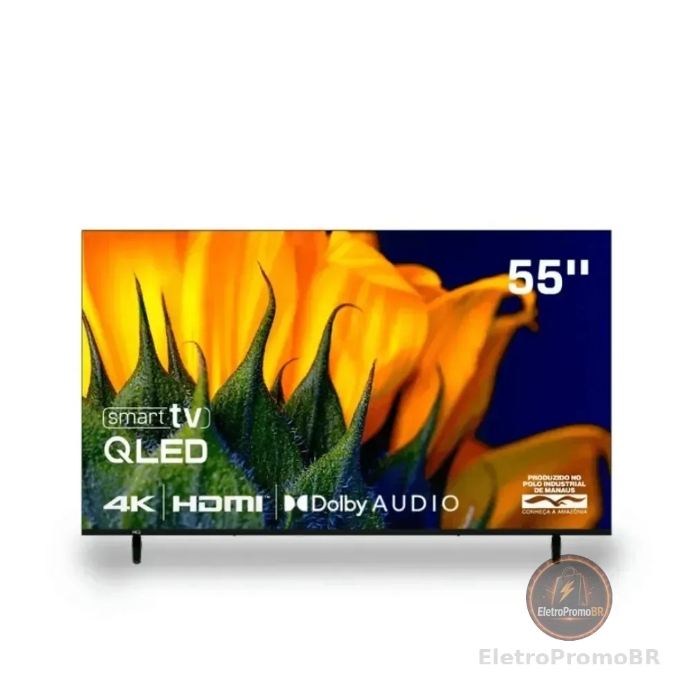 Televisão Smart Tv Hq 55 Qled, 4k Uhd, Dolby Audio, Wi-fi, Bluetooth, 3 Hdmi, 2 Usb, Netflix, Prime Video, Led Bivolt