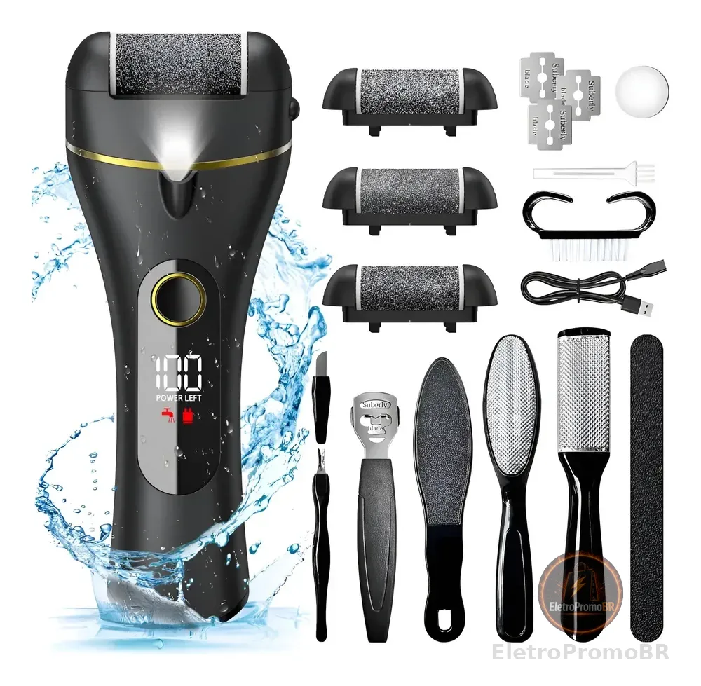 Lixador Para Pés Elétrico Completo Removedor Rachadura Calos 127/220v
