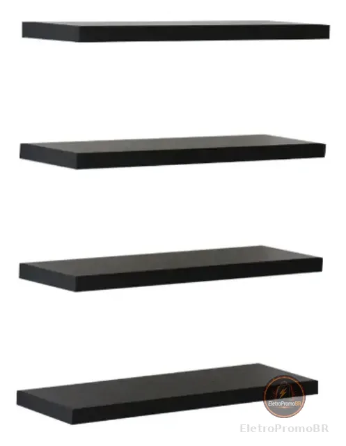 Kit 4 Prateleiras 30x10 Livros Decoração Parede Preto/branco