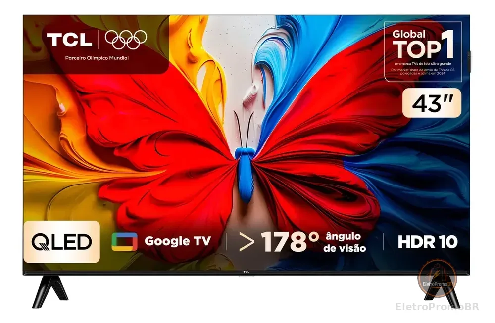 Smart TV TCL 43 Polegadas Full HD QLED S5K WiFi Bluetooth Google TV 2 HDMI HDR10 Dolby Audio 43S5K
