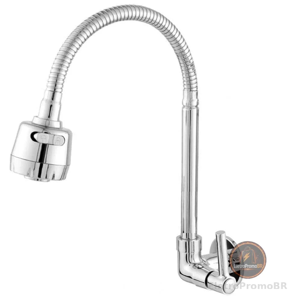Torneira Cozinha Gourmet Flexível Luxo Parede 1/4 De Volta Metal