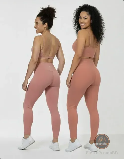 Kit 3 Conjuntos 1 Calça Legging + 2 Top Alça Roupa Feminina