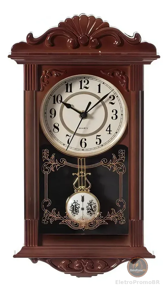 Relógio de Pêndulo Decorativo Marrom para Parede Retrô
