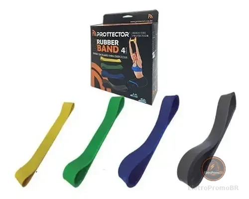 Kit Faixa Elástica Prottector 4 Tensões Exercícios Fisioterapia