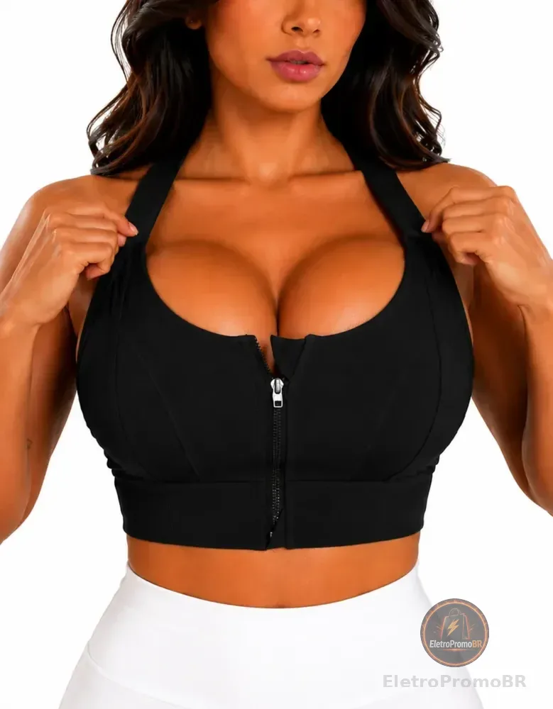 Top Alta Sustentação Academia Premium Sutiã Esportivo Treino Preto G/gg 48 Ao 52