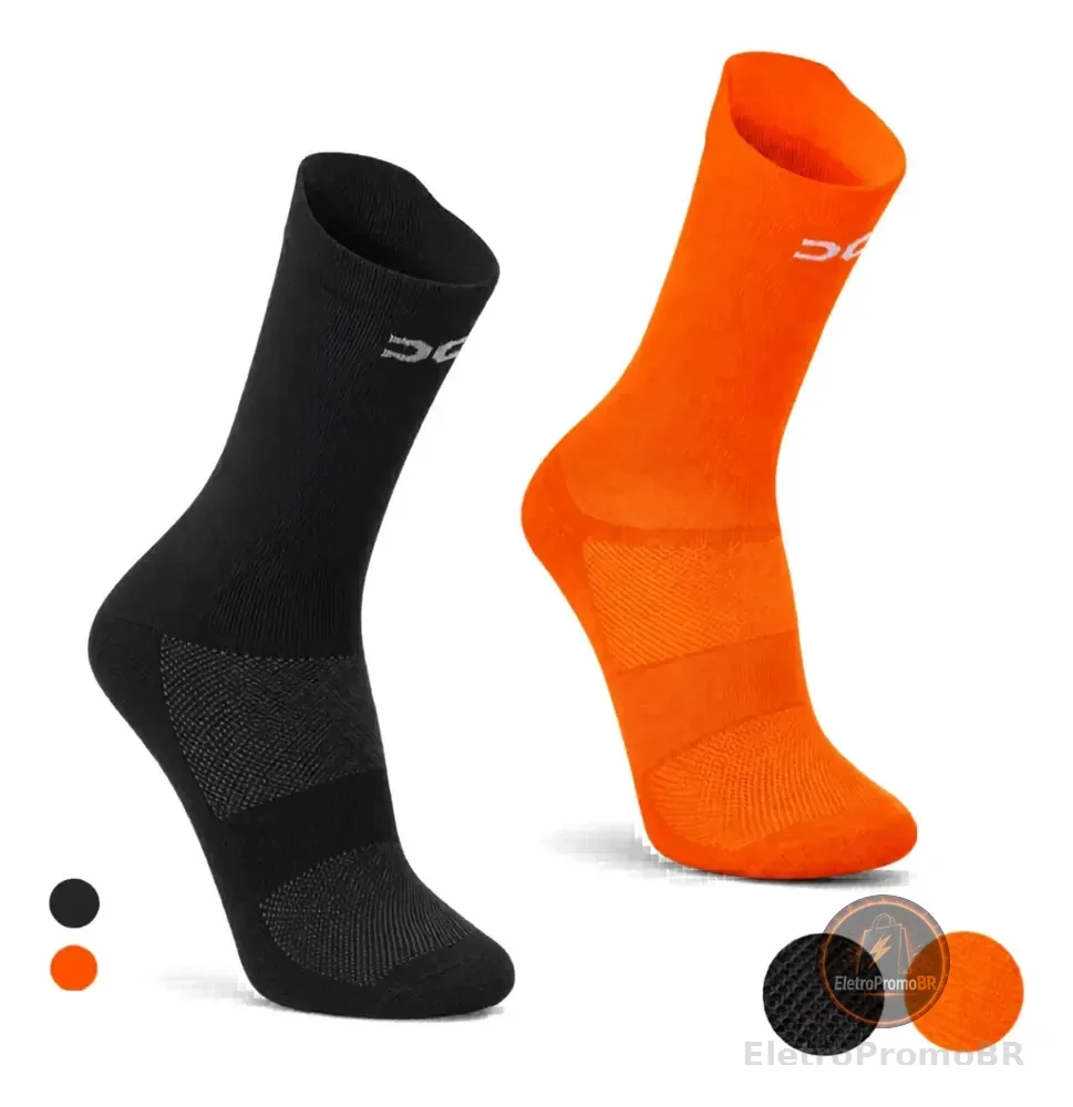 Kit 2 Par Meia Esporte Fitness Corrida Ciclismo Academia Gym Preto/laranja 38 Ao 43