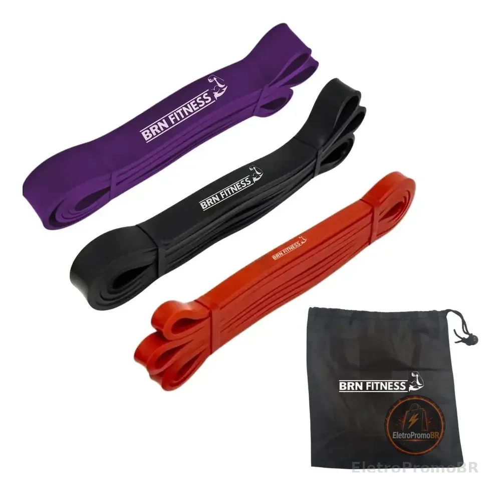 Kit Elasticos Exercicios Super Band Profissional Personalizada Leve/moderado/pesado Treino Treinamento Funcional Corrida