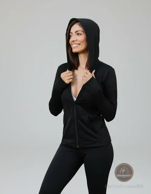 Jaqueta Dry Fitness Feminina Roupa Academia Bolso Capuz Leve