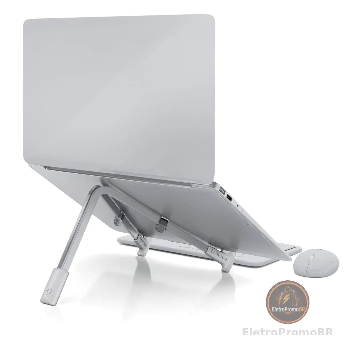 Suporte para Notebook OCTOO LiteStand Note, Dobrável, Portátil e Pronto para Usar, Compatível com Notebooks de até 15,6" - Ice Silver