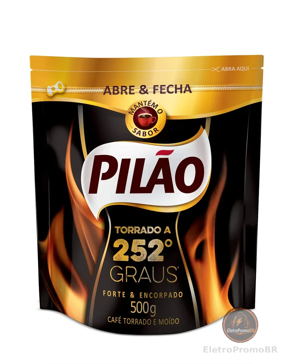 Café Pilão Torrado e Moído 252 Graus Abre e Fecha 500g
