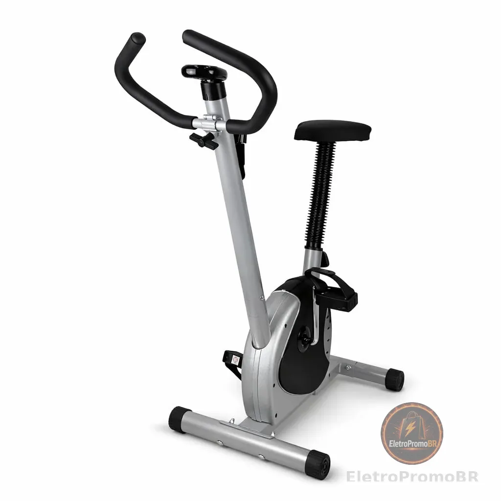 Bike Ergométrica Bicicleta Vertical Academia Com Painel Digital Prateado Premium