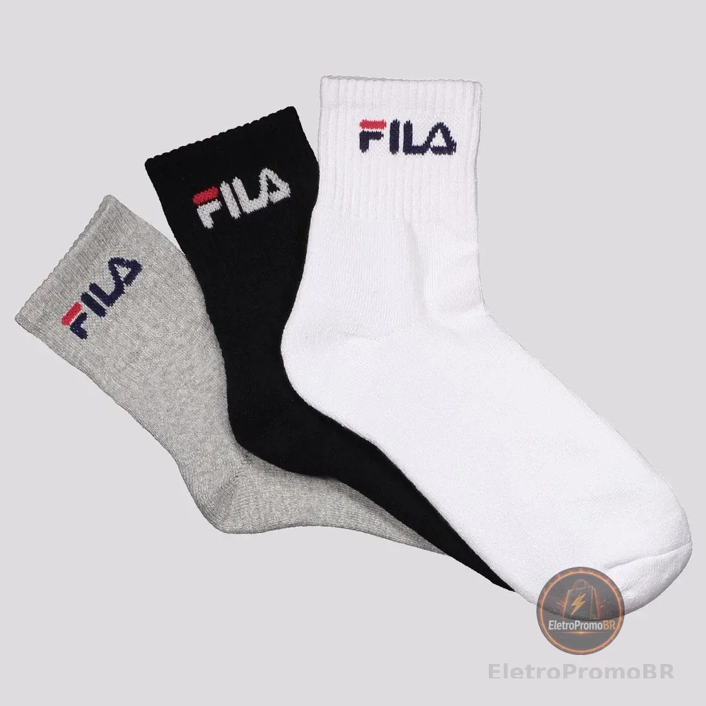 Kit Meia Fila Cano Médio Logo c/ 3 pares