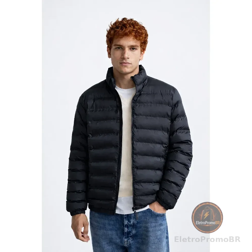 Jaqueta Puffer De Frio Intenso Blusa Impermeável Inverno Preto G