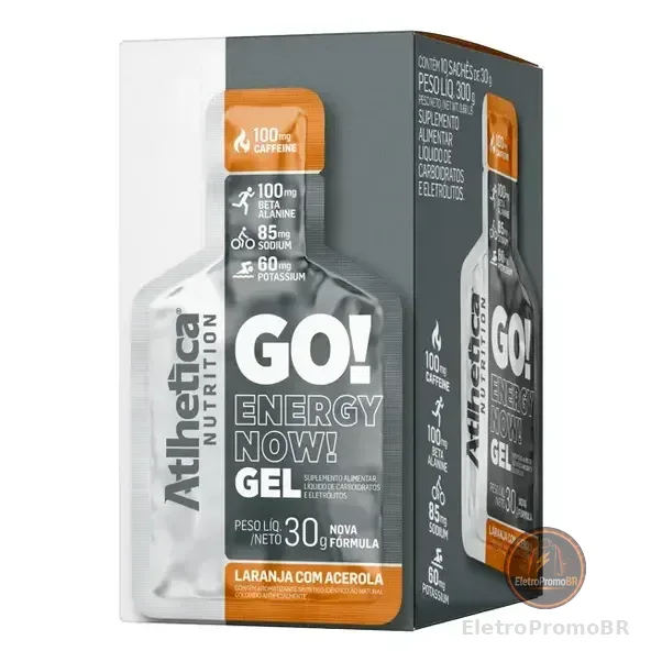 Go! Energy Now Gel 10 Unidades De 30g Cada Atlhetica Nutrition Sabor Laranja Com Acerola Laranja C/ Acerola