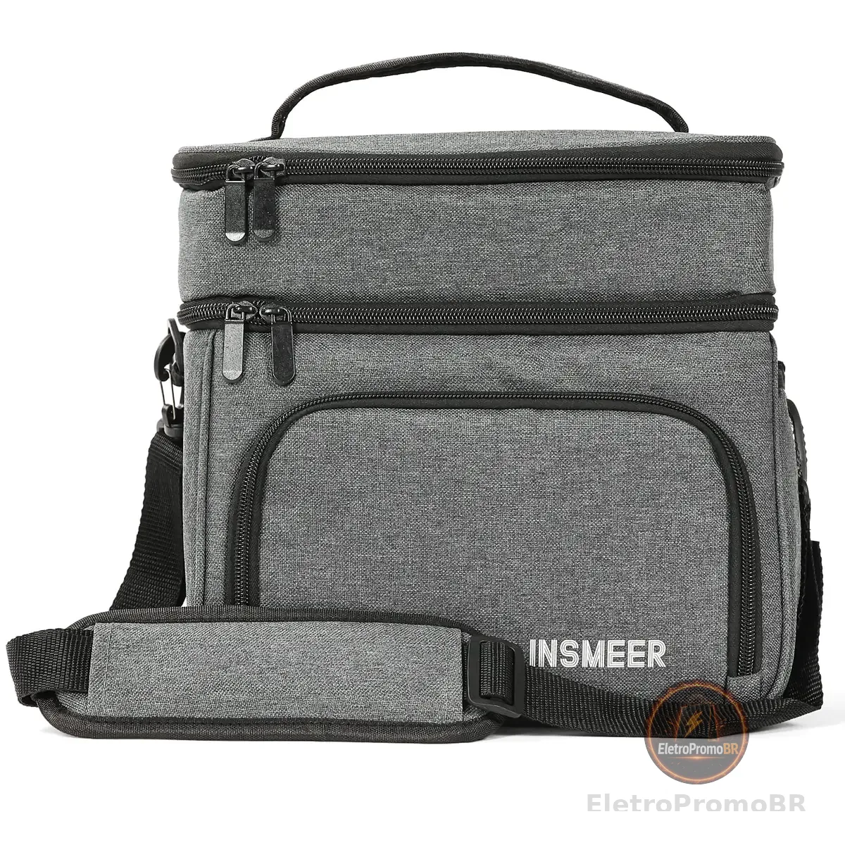 INSMEER Lancheira Bolsatérmica, Bolsa Térmica 16 Litros Para Marmita E Lanches (Large, Cinzento)