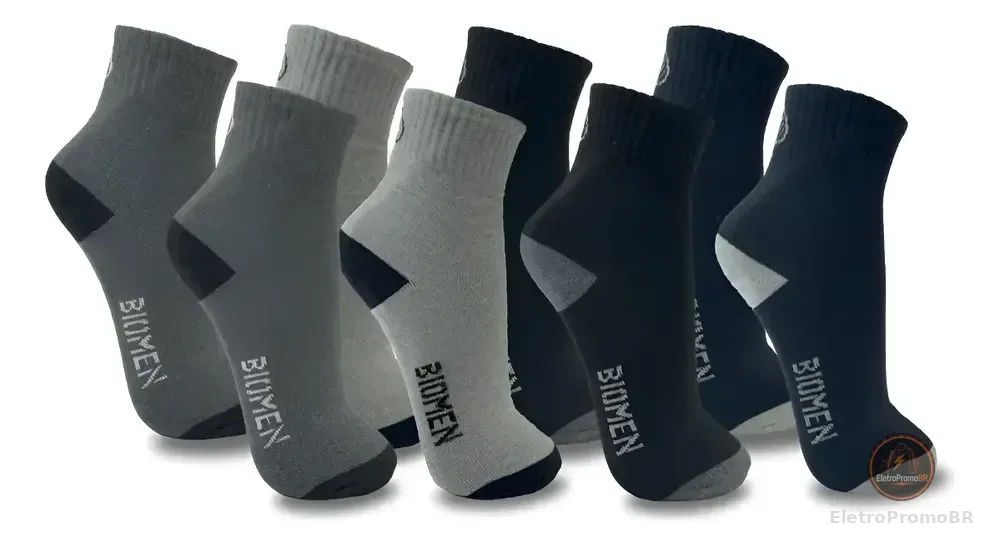 Kit 12 Pares Meia Masculina Cano Longo Conforto Preto Cinza Azul Marinho E Cinza Claro Liso 37-43