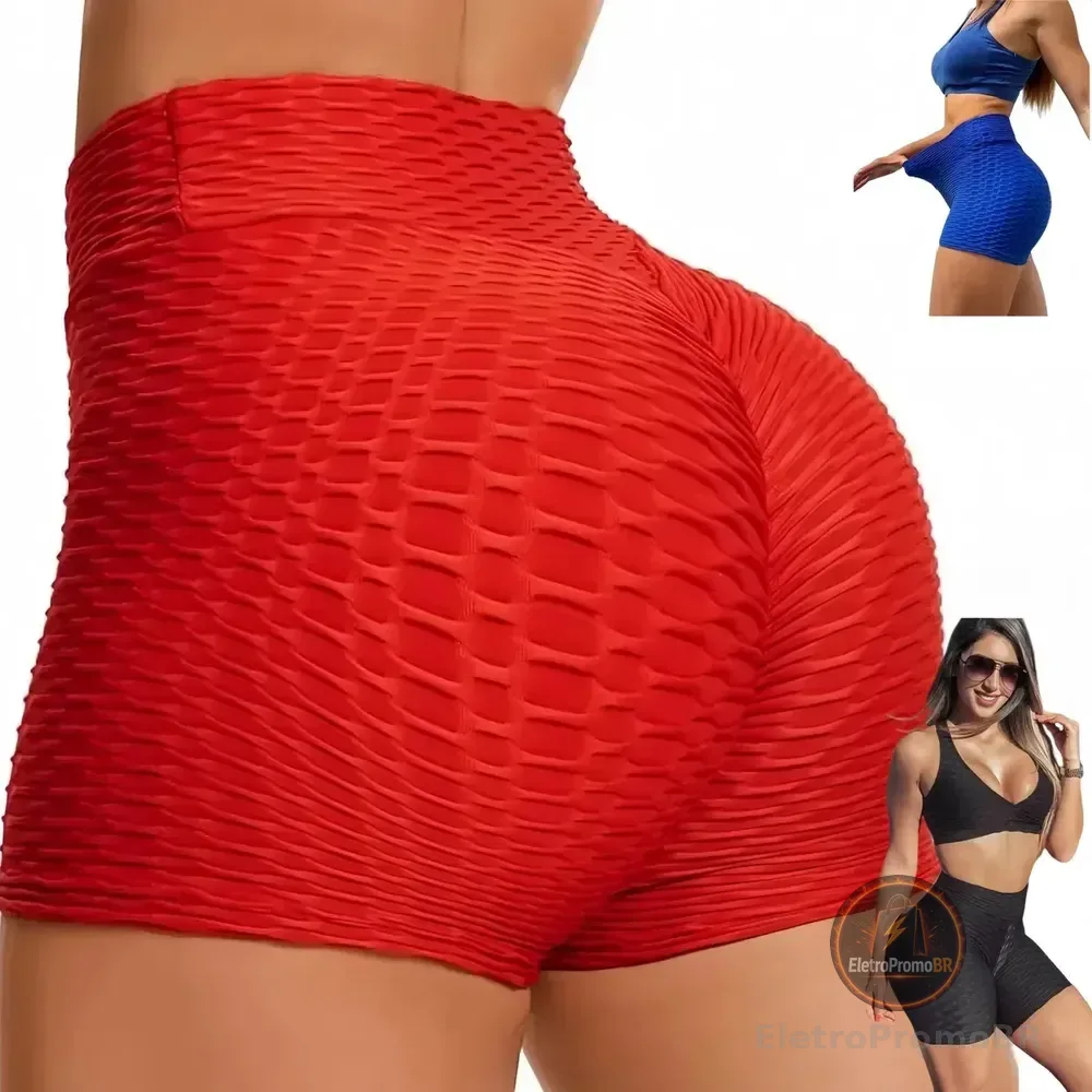 Shorts Feminino Empina Bumbum Anticelulite Academia Treino Vermelho Short Fitness Short Esportivo Short Legging Short Selene Short Poliamida Shortinho L