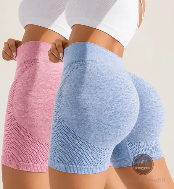 Kit 2 Shorts Fitness Empina Bumbum Confortável Para Academia