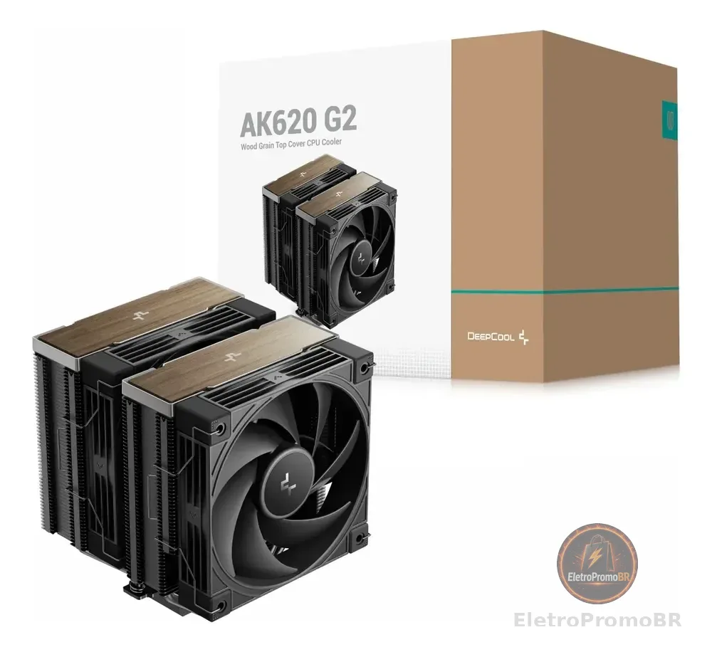 Air Cooler 120mm Deepcool Ak620 G2, Dual-tower, Black/wood Preto E Madeira