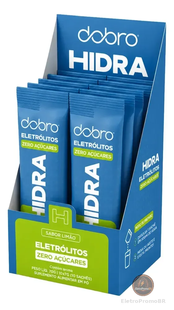 Hidra Eletrólitos Sachê Dobro Vitamina C Magnésio Potássio Limao | 10 Saches 7g