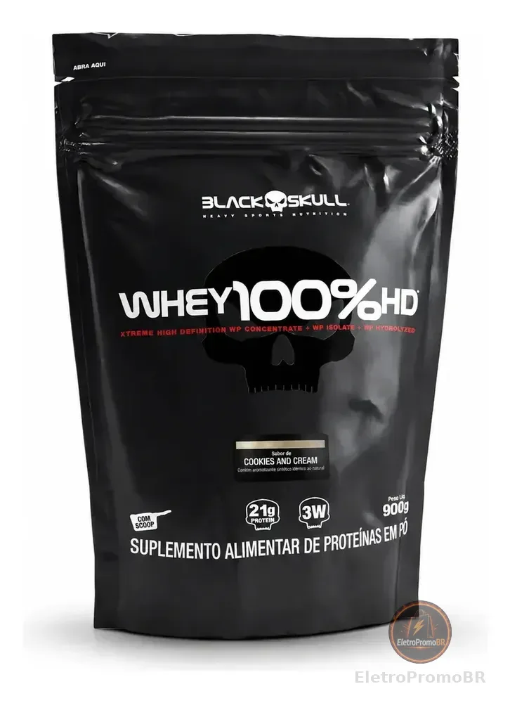 Whey 100% HD Black Skull Refil 900g Cookies