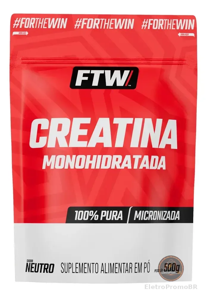 Creatina Monohidratada Pura 500g Refil Suplemento em Pó 100% - FTW
