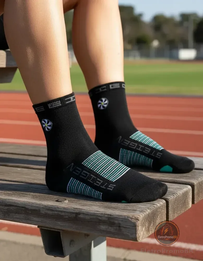 Meia Para Corrida Cano Médio Steigen Black Preto Un