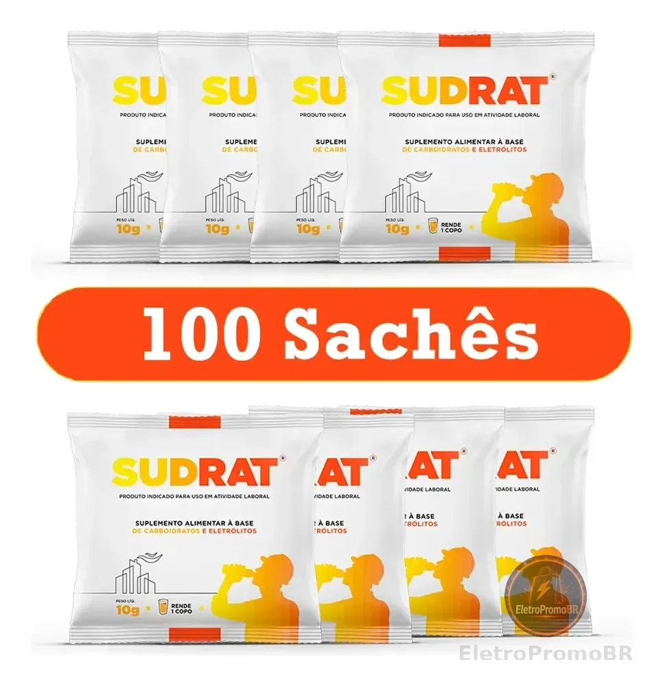 Sudrat Repositor Isotônico Pó Tangerina 100 Sachês 10g Carboidratos