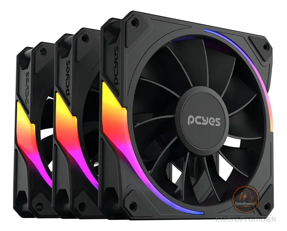 Kit Cooler Fan Gabinete 3un Sangue Frio 3 Argb Black Reverse