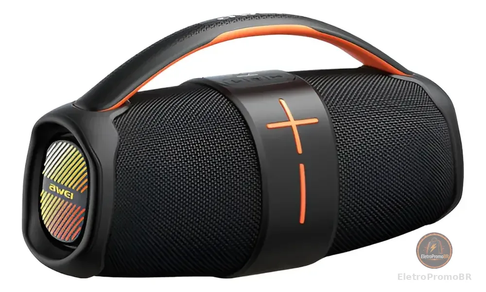 Caixa De Som Bluetooth 5.3 Awei Y887 20w Ipx5 Tws Usb Aux Fm Preto 3.7v