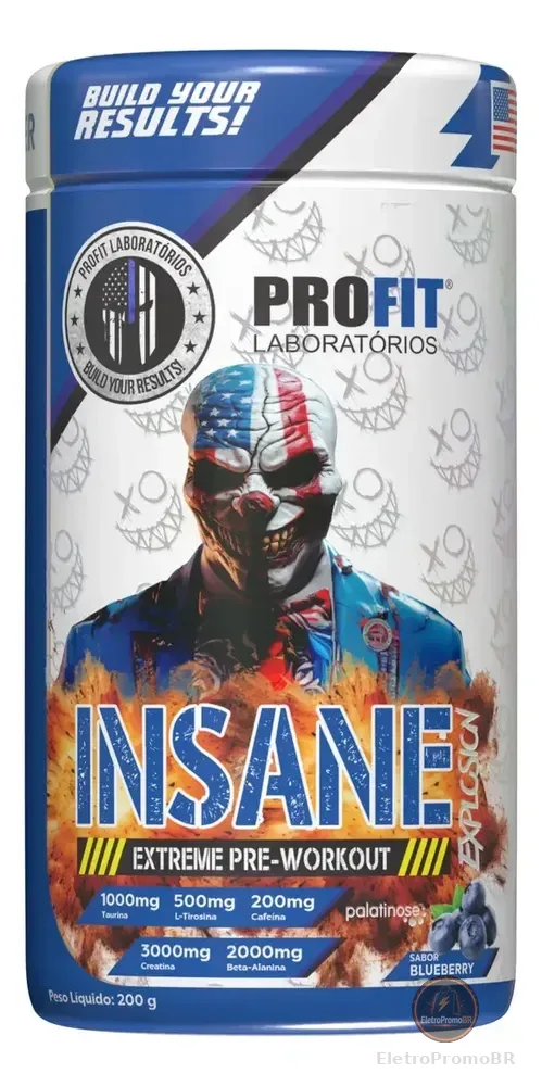 Pré-Treino ProFit Insane Explosion Extreme 200g Blueberry com Arginina e Cafeína