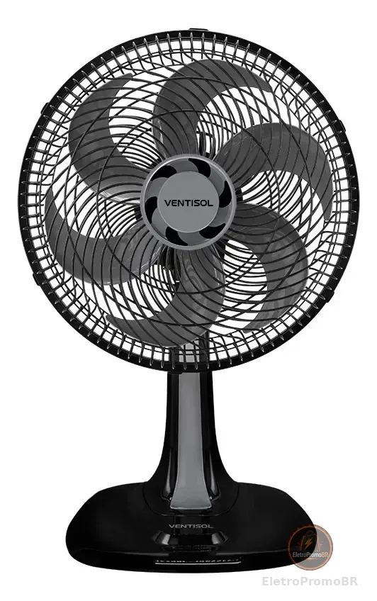 Ventilador Oscilante De Mesa Ventisol Turbo Premium 52w 30cm 6 pás Preto