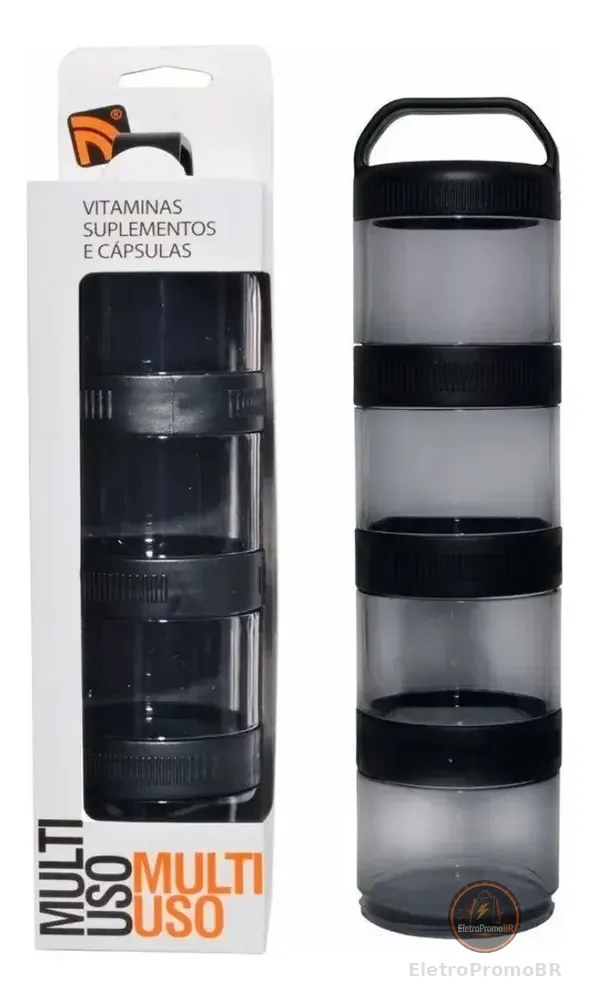 Porta Suplementos Fitness Prottector 4 Divisões 100ml Hermético BPA Free