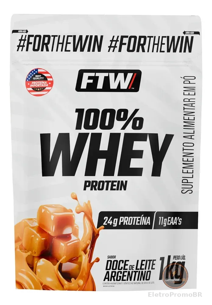 Whey Protein 100% Concentrado Refil 1kg Sabor Doce De Leite Argentino - FTW