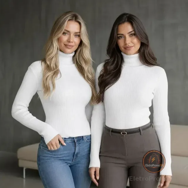 Kit 2 Blusa Cacharrel Feminina Manga Longa Tricô Trabalho