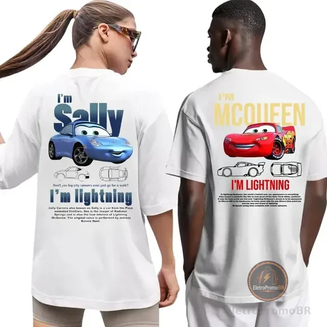 Kit Camiseta Casal Streetwear Carros  Mcqueen + Sally
