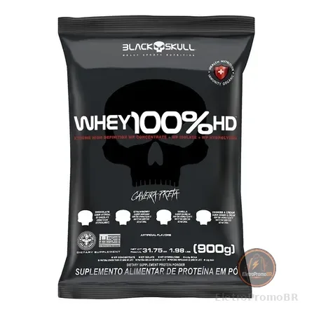 Suplemento Em Pó 100% Hd Refil Black Skull - 900g Wpc Wpi E Wph Sabor Chocolate