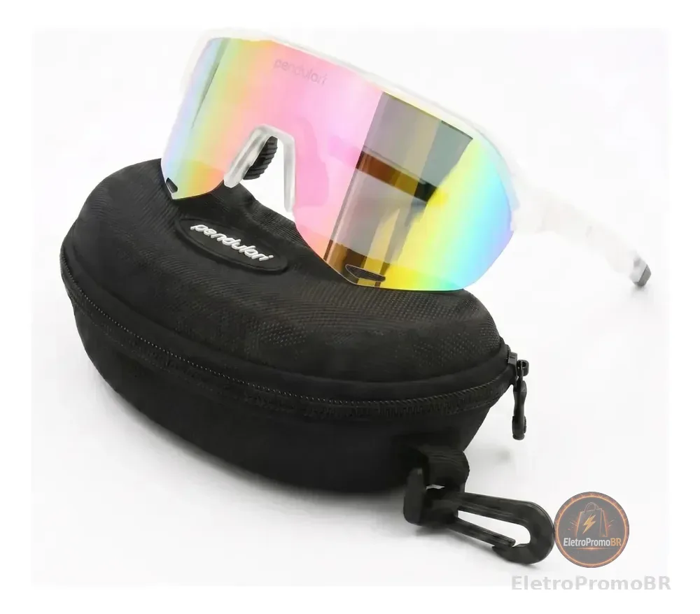 Óculos De Sol Cristal Esportivo Ciclismo Mtb Corrida Uv400 Armação Branco Lente Rosa