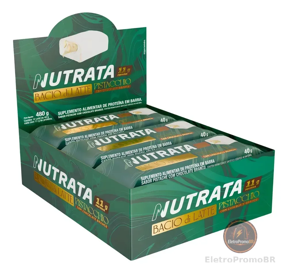 Kit Com 12 Unidades Bacio Di Latte Sabor Pistacche Display 40g Nutrata Pistache