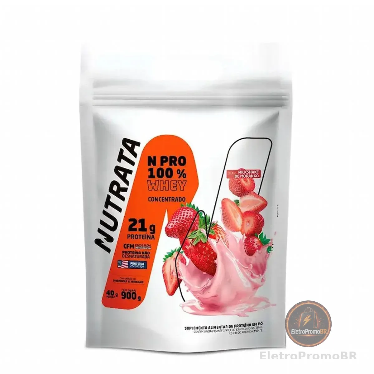 Whey Protein Npro - 900g Refil Morango - Nutrata